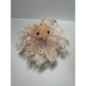 Katherine's Collection Cream Curly Feather Bird Christmas Ornament with Logo Tag